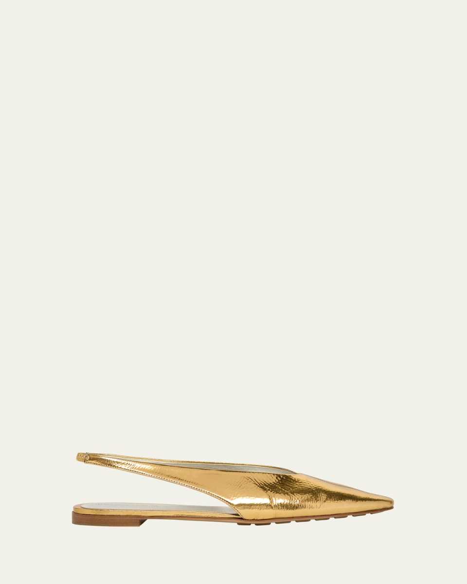 Metallic Leather Slingback Ballerina Flats
